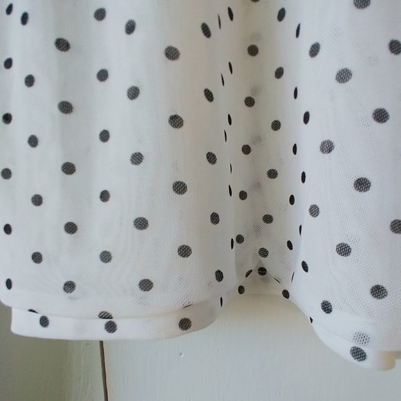 ASOS Long Sleeve Cropped White w/Black Polka Dots Top SZ 10 - Picture 3 of 11